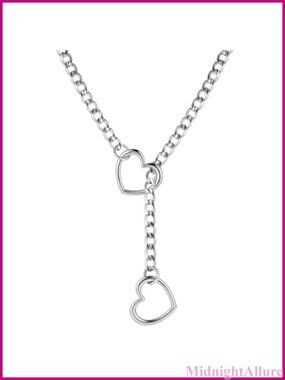 Heart Slip Chain Choker Necklace Stainless Steel Cuban Y-Necklace 31"